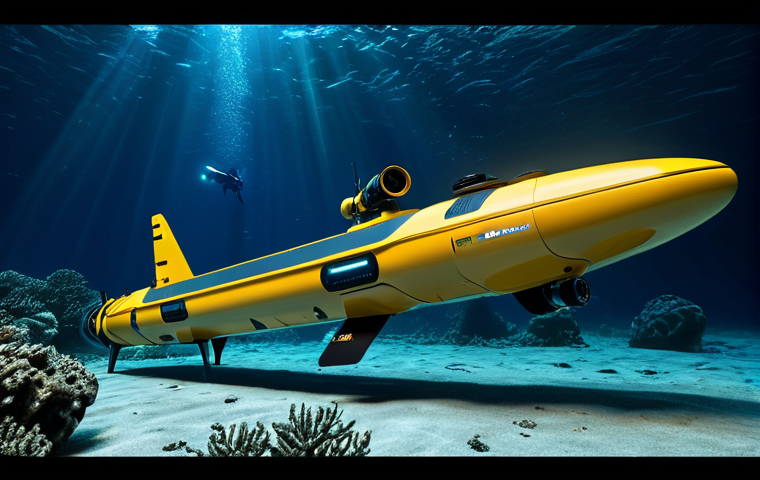**Prompt for Advanced Deep-Sea Exploration Technology:**
An advanced autonomous underwater vehicle (AUV) with multiple high-definition cameras, LED lights, and sonar arrays, meticulously mapping a pristine deep-sea environment. The scene showcases intricate rock formations and delicate, unique deep-sea organisms observed in their natural, undisturbed habitat. The image emphasizes cutting-edge AI and sonar technology, detailed 3D mapping capabilities, and passive data collection. Professional scientific photography, natural pose, perfect anatomy, correct proportions, safe for work, appropriate content, fully clothed, professional, high quality.