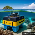 해양자원 개발에 대한 투자 전망 - A high-tech underwater robotic system operating on the Vietnamese coastline, equipped with advanced ...