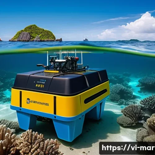 해양자원 개발에 대한 투자 전망 - A high-tech underwater robotic system operating on the Vietnamese coastline, equipped with advanced ...