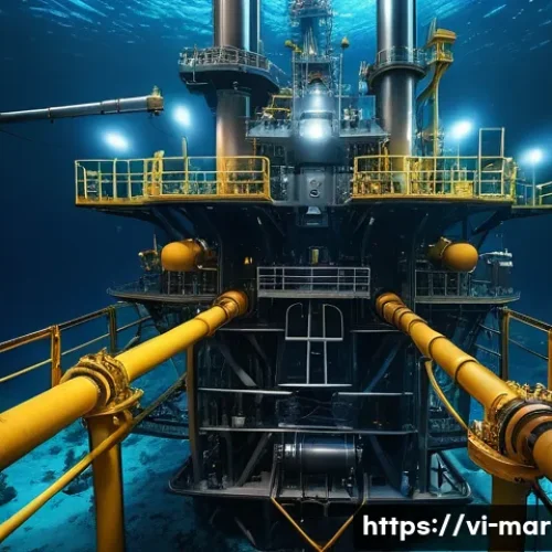 Home 31 심해석유 시추 기술 - A highly detailed underwater deep-sea drilling rig scene at thousands of meters below sea level, sho...