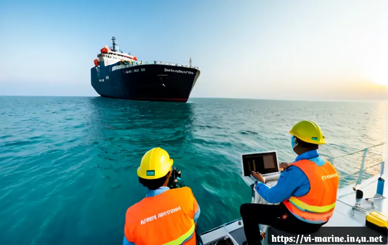 Home 17 해양자원 개발과 해양 오염 - Photorealistic wide-angle scene of responsible offshore marine resource development near the Vietnam...